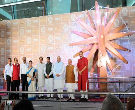 The Union Minister for Micro, Small and Medium Enterprises, Shri Kalraj Mishra unveiled the worlds largest Wooden Charkha 