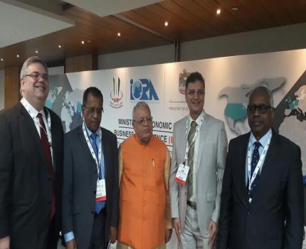 Shri Kalraj Mishra Honble Minister MSME with panelists of session on SMEs org by IORA,Dubai.
