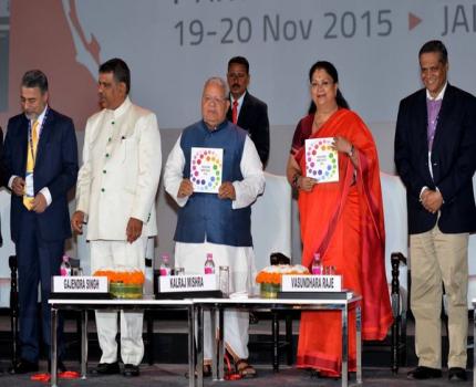 Shri Kalraj Mishra Honble Minister MSME, Smt V Raje Honble CM Rajasthan Dr Anup K Pujari IAS Secretary MSME and Shi CS Rajan IAS Chief Secretary Rajasthan at Resurgent Rajasthan Summit recently