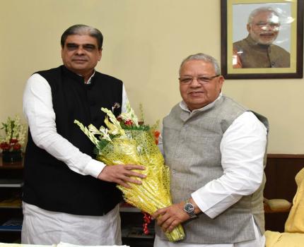 Shri Haribhai Parthibhai Chaudhary takes charge as the Minister of State for Micro, Small and Medium Enterprises, in the presence of the Union Minister for Micro, Small and Medium Enterprises