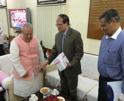 Shri Kalraj Mishra Honble Minister MSME met Dr Atiur Rahman Governor ,Bangladesh Bank today Dr Anup K Pujari Secretary MSME was also present.