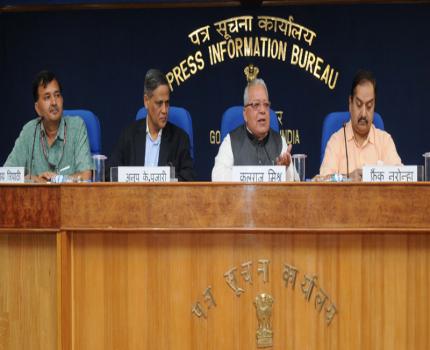 Shri Kalraj Mishra , Honble Minister for Micro, Small and Medium Enterprises address a press conference on Udyog Aadhaar Memorandum